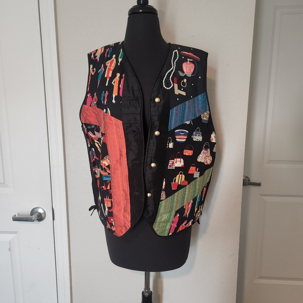Colorful Patterned Vest with Button Details Vintage